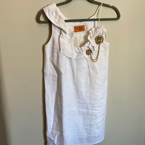 Voom white linen mini dress